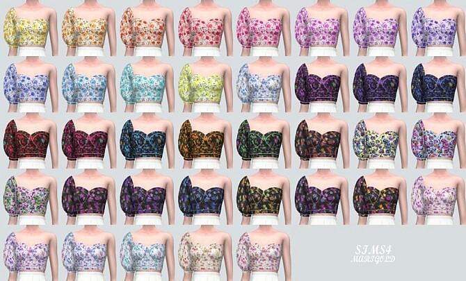 Sims 4 Unbalance Puff Sleeves Blouse V2 at Marigold