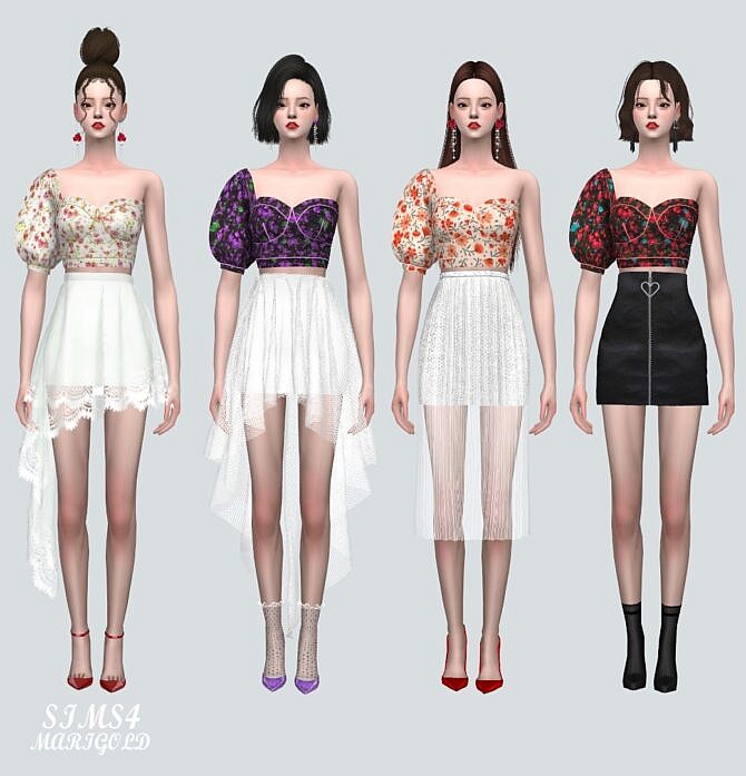 Sims 4 Unbalance Puff Sleeves Blouse V2 at Marigold