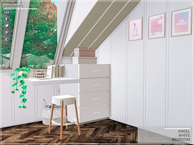 Sims 4 Angel White Bedroom by Moniamay72 at TSR