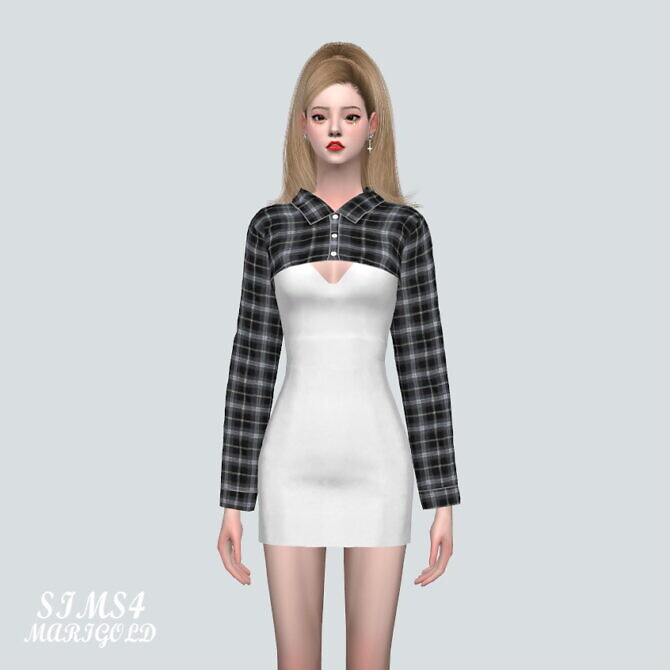 Sims 4 Crop Shirts Mini Dress A2 at Marigold
