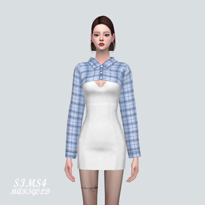 Sims 4 Crop Shirts Mini Dress A2 at Marigold