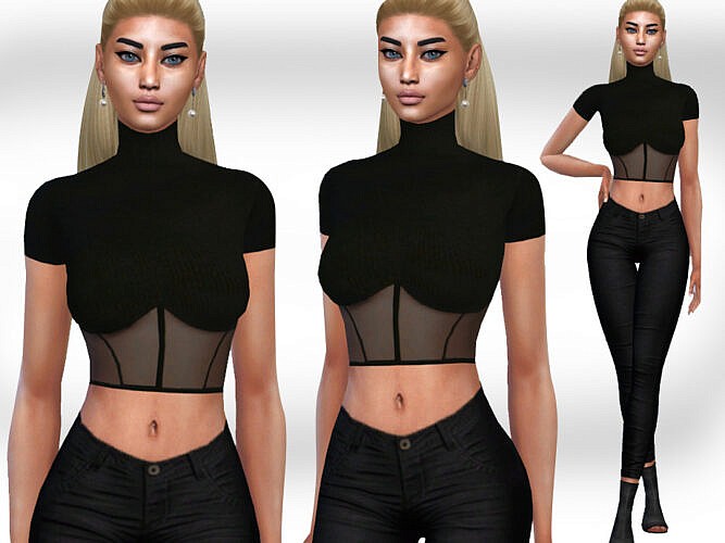 Transparent Detail Crop Tops By Saliwa