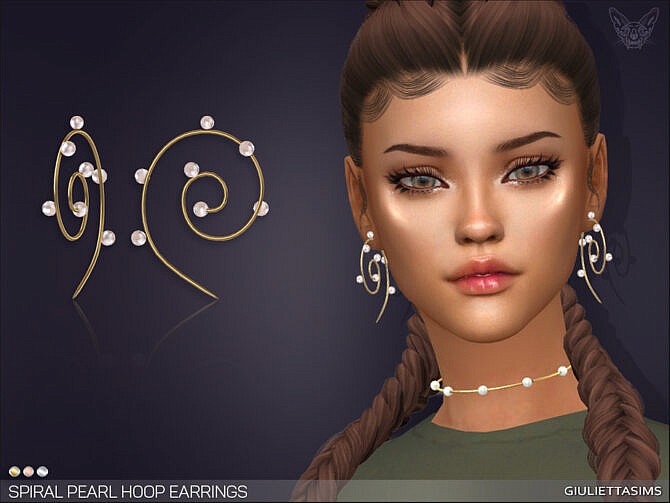Sims 4 Spiral Pearl Hoop Earrings by feyona at TSR