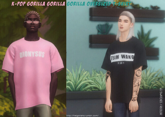 Sims 4 Recolor K POP Gorilla Oversized T Shirt at Helga Tisha
