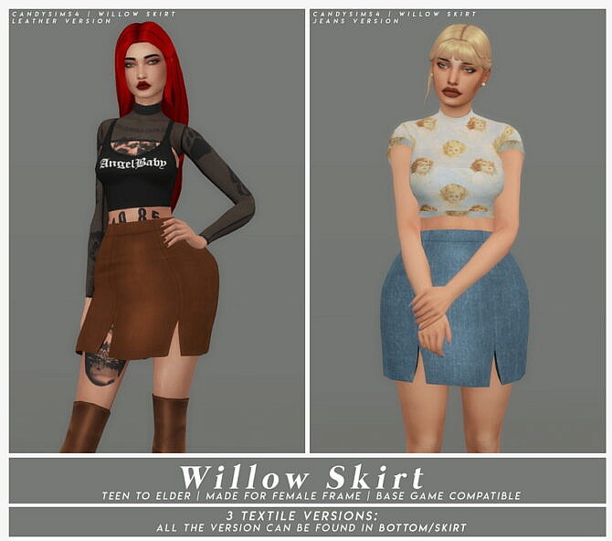 Sims 4 WILLOW mini skirt with side cuts at Candy Sims 4