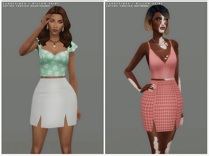 Sims 4 WILLOW mini skirt with side cuts at Candy Sims 4