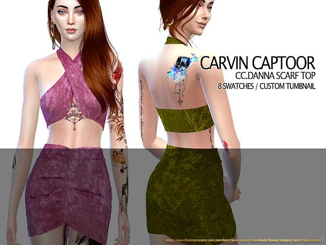 Sims 4 Danna Scarf Top by carvin captoor at TSR