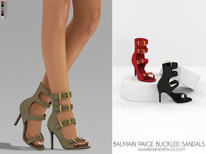 Sims 4 PAIGE BUCKLED SANDALS at REDHEADSIMS