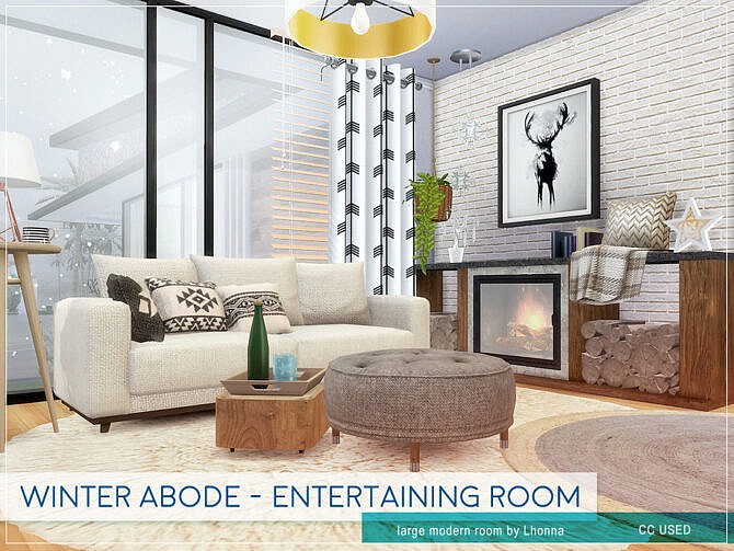Sims 4 Winter Abode Entertaining Room by Lhonna at TSR