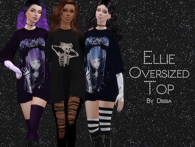 Sims 4 Ellie Oversized Top by Dissia at TSR