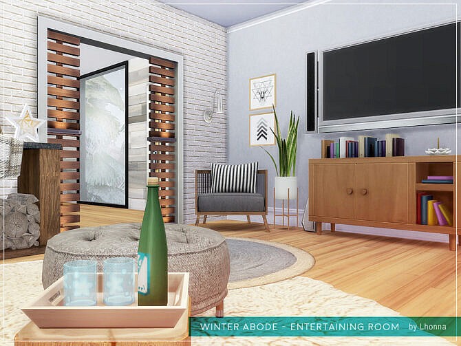 Sims 4 Winter Abode Entertaining Room by Lhonna at TSR