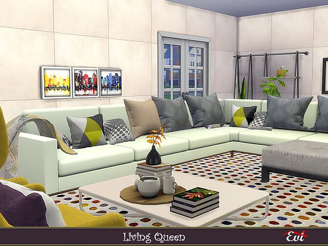 Sims 4 Living Queen Living room by evi at TSR