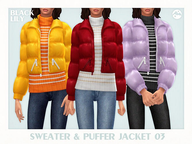 Sweater & Puffer Jacket 03 By Black Lily
