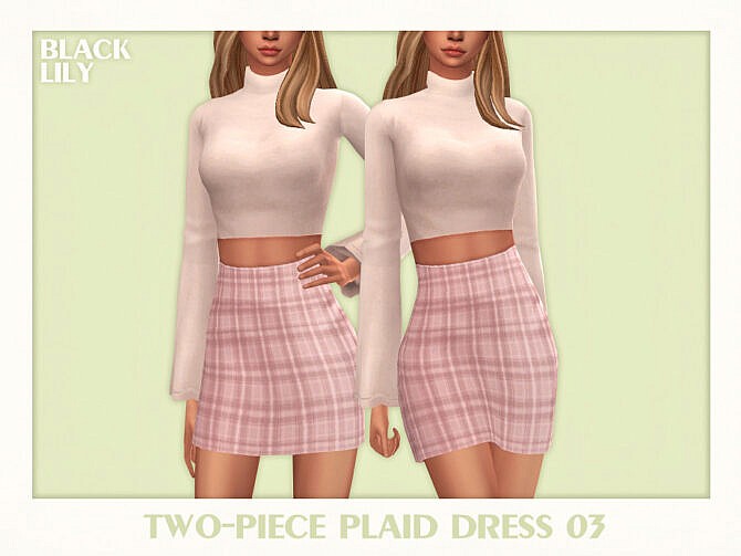 Sims 4 Two Piece Plaid Dress 03 by Black Lily at TSR