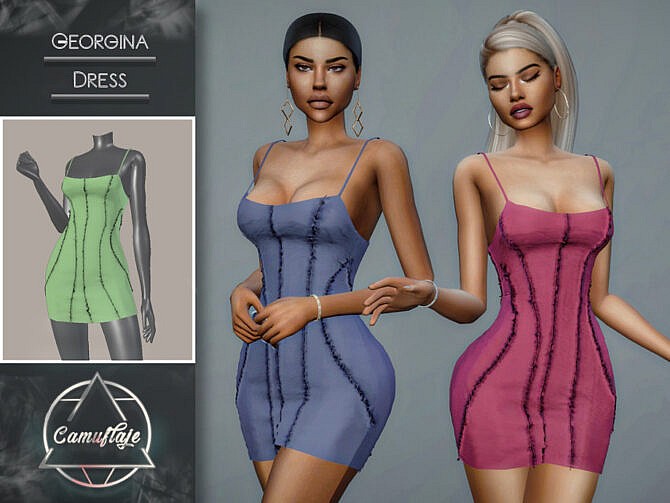 Sims 4 Georgina Dress by Camuflaje at TSR