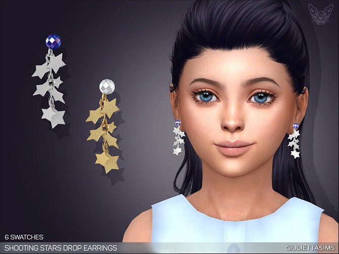 Sims 4 Shooting Stars Drop Earrings For Kids by feyona at TSR