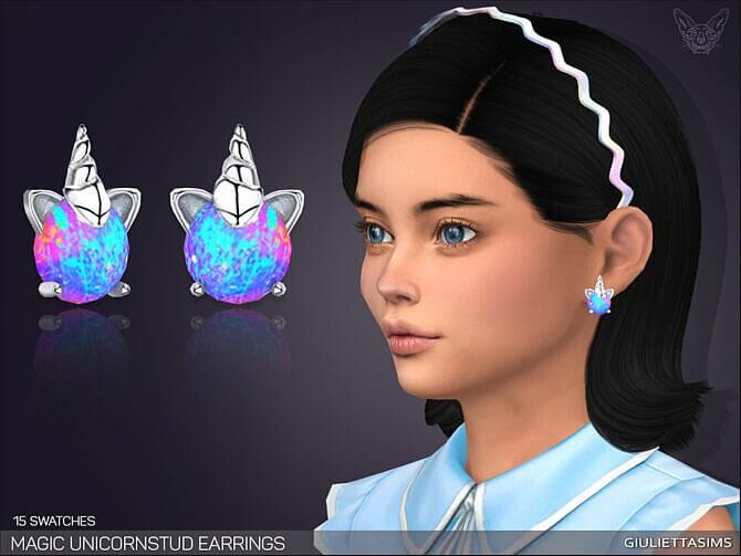 Sims 4 Magic Unicorn Stud Earrings For Kids by feyona at TSR