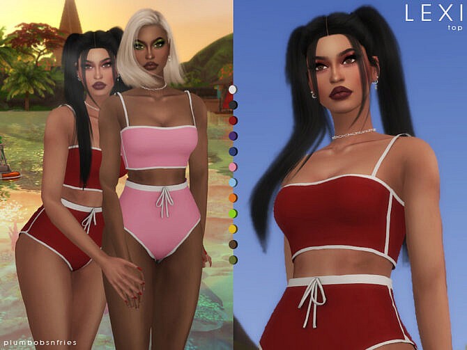 Sims 4 LEXI sport crop top by Plumbobs n Fries at TSR