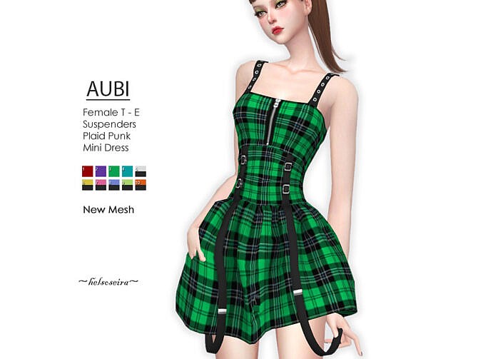 Sims 4 AUBI Plaid Punk Mini Dress by Helsoseira at TSR