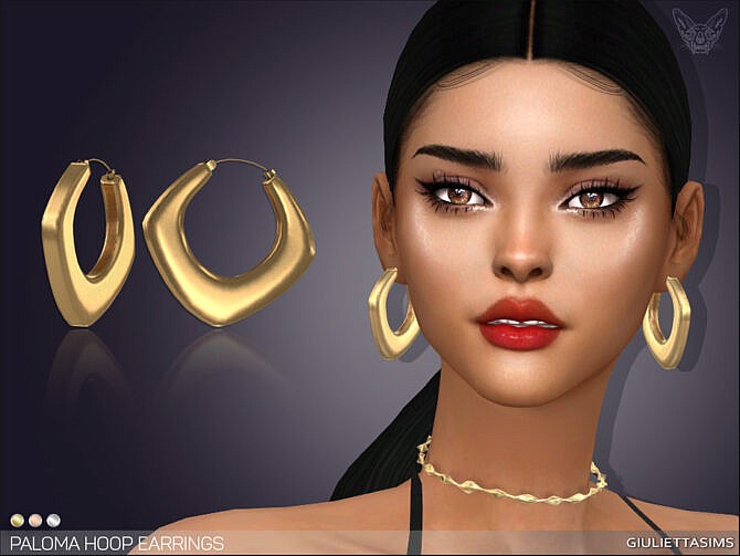 Sims 4 Paloma Hoop Earrings by feyona at TSR