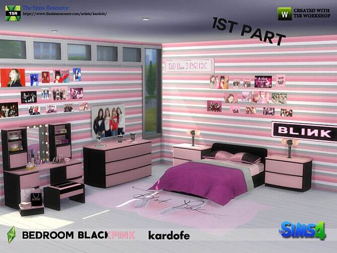 Sims 4 Bedroom BLACKPINK 1ST PART by kardofe at TSR
