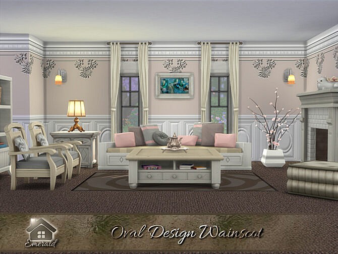 Sims 4 Oval Design Wainscot by emerald at TSR