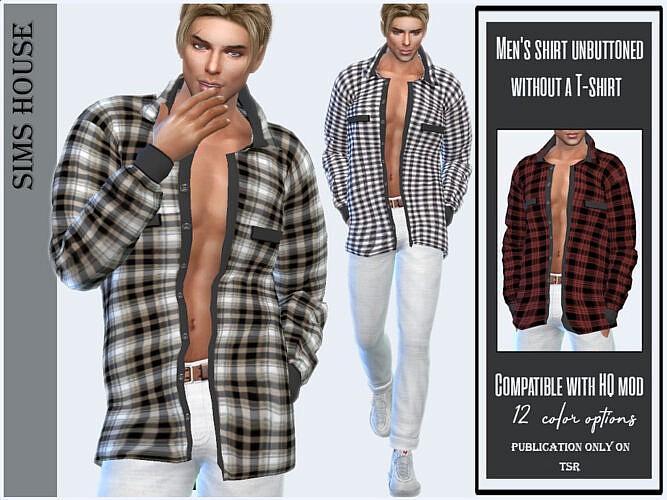 Men’s Shirt Unbuttoned Without A T-shirt By Sims House