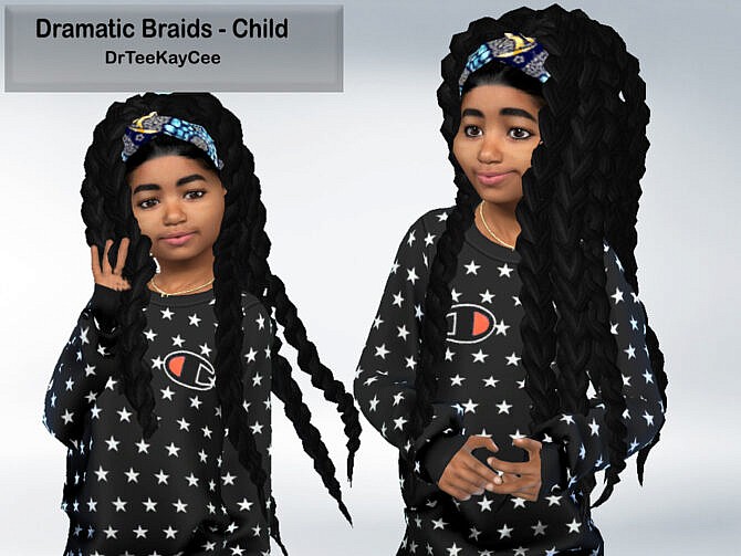 Sims 4 Dramatic Braids Hair For Child by drteekaycee at TSR