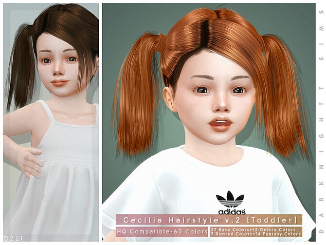 Sims 4 Cecilia Hairstyle V2 Toddler by DarkNighTt at TSR