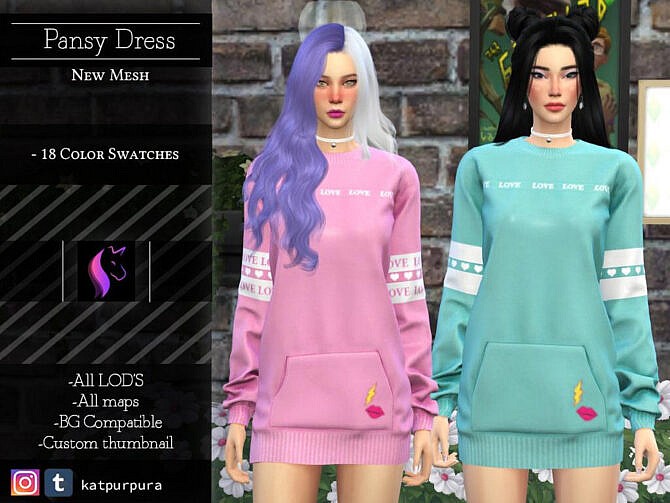 Sims 4 Pansy Dress by KaTPurpura at TSR
