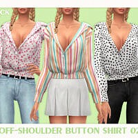 Off-shoulder Button Shirt 02 By Black Lily