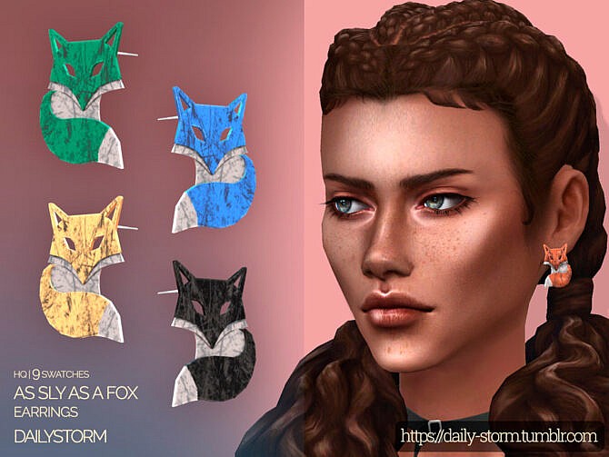 Sims 4 As Sly As a Fox Earrings by DailyStorm at TSR