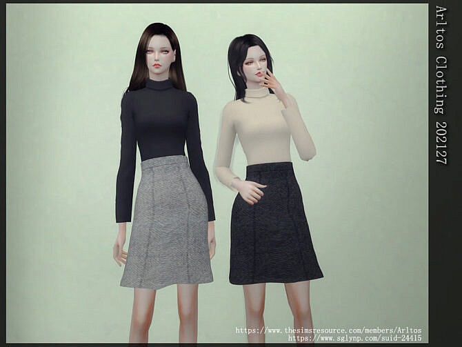Sims 4 Turtleneck blouse and skirt by Arltos at TSR