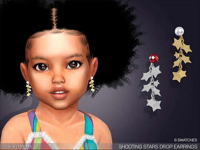 Sims 4 Shooting Stars Drop Earrings For Toddlers by feyona at TSR