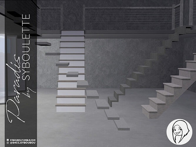 Paradis functional stairs set by Syboubou at TSR » Sims 4 Updates