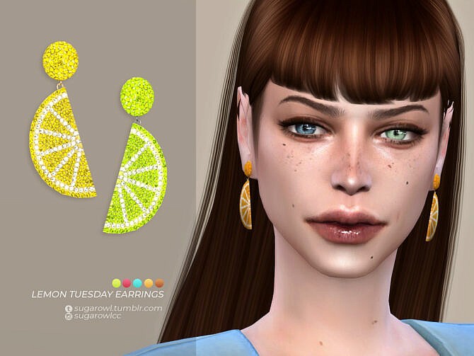 Sims 4 Lemon Tuesday earrings by sugar owl at TSR