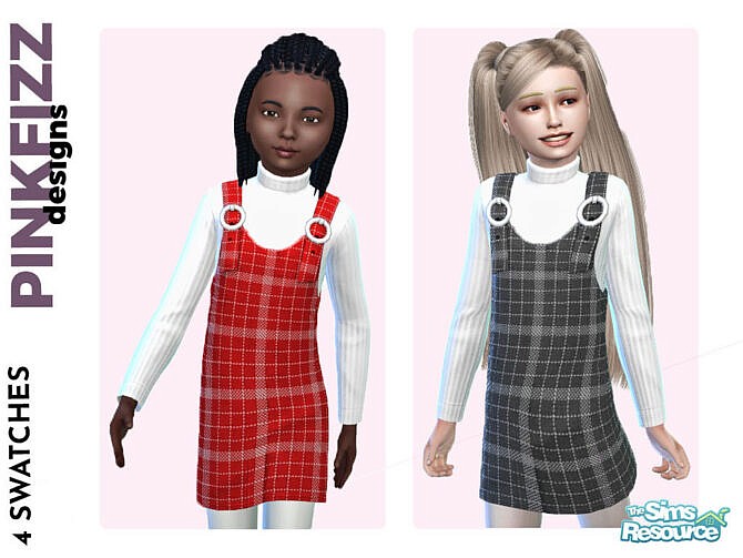 Sims 4 Checked Dress by Pinkfizzzzz at TSR
