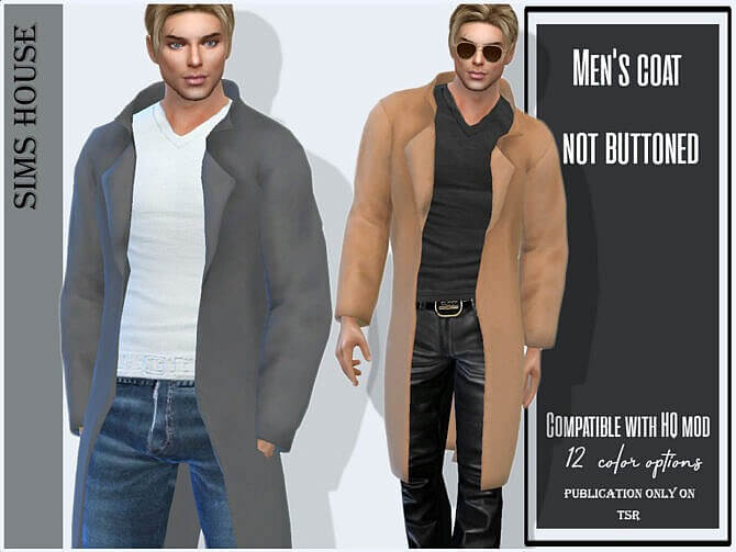 Sims 4 Mens coat not buttoned by Sims House at TSR