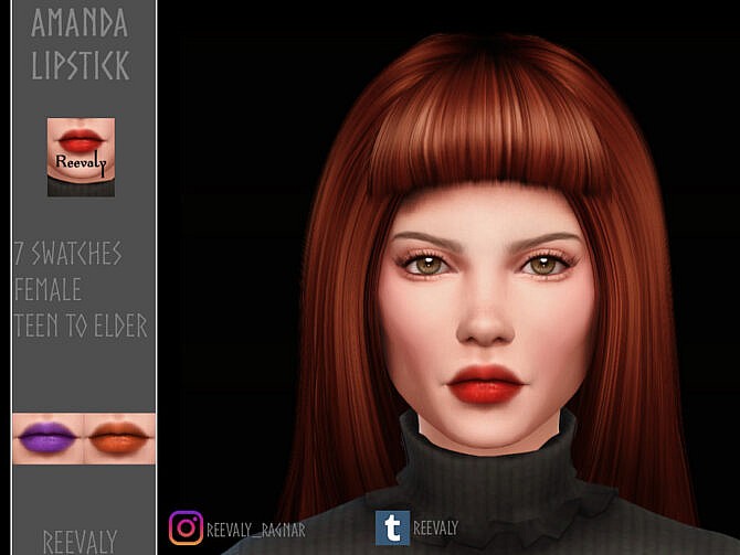 Sims 4 Amanda Lipstick by Reevaly at TSR