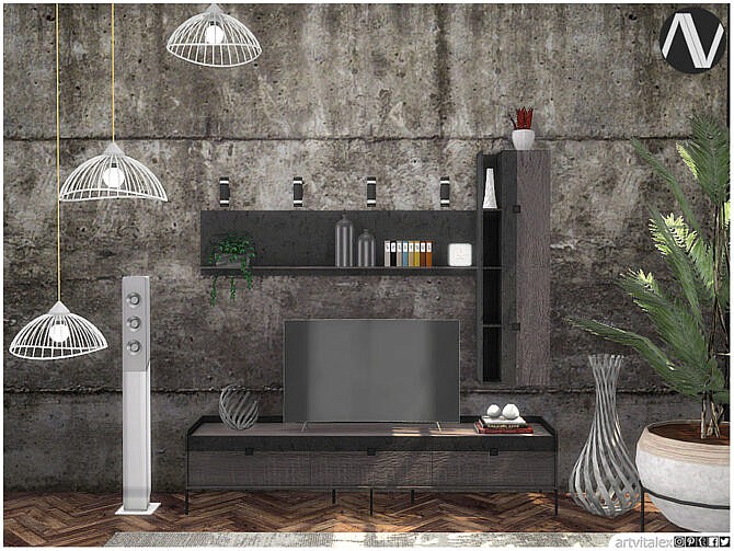 Sims 4 Florence Living Room TV Units by ArtVitalex at TSR