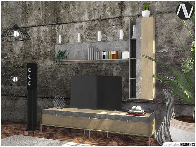 Sims 4 Florence Living Room TV Units by ArtVitalex at TSR
