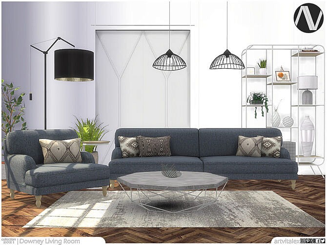 Sims 4 Downey Living Room by ArtVitalex at TSR