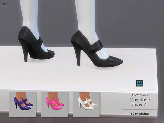 Sims 4 Mary Jane Shoes Set at Elfdor Sims