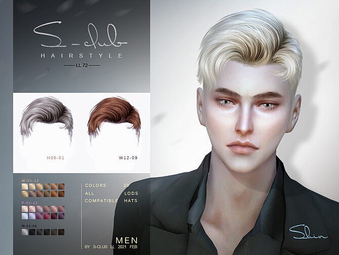 Sims 4 Shin hair N71 for males by S Club at TSR