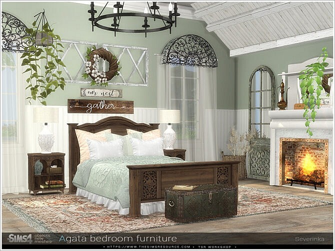 Sims 4 Agata bedroom furniture by Severinka at TSR