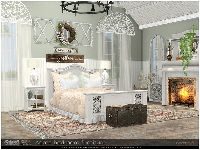 Sims 4 Agata bedroom furniture by Severinka at TSR