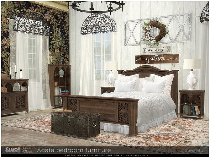 Sims 4 Agata bedroom furniture by Severinka at TSR