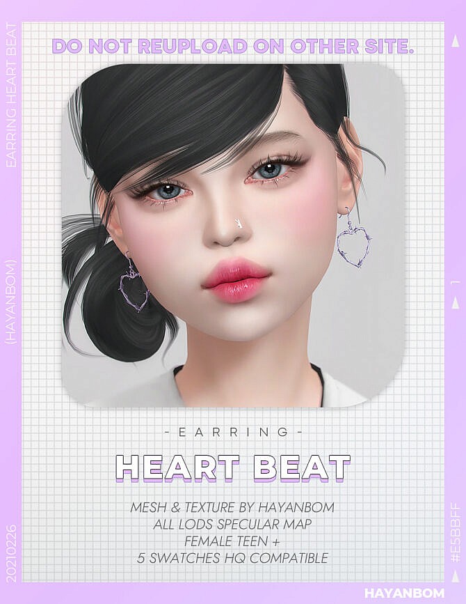 Sims 4 HEART BEAT EARRINGS at Hayanbom