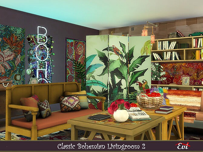 Classic Bohemian Livingroom 2 by evi at TSR » Sims 4 Updates