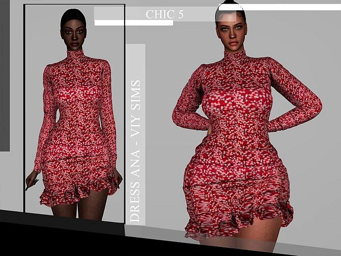 Sims 4 CHIC V ANA Dress by Viy Sims at TSR